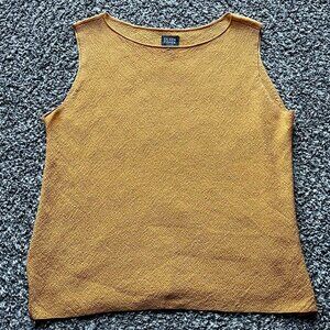 Eileen Fisher Tank Top Womens Petite Small Tan/orange Sleeveless Normcore Blouse